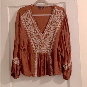 American Eagle burnt orange peasant blouse